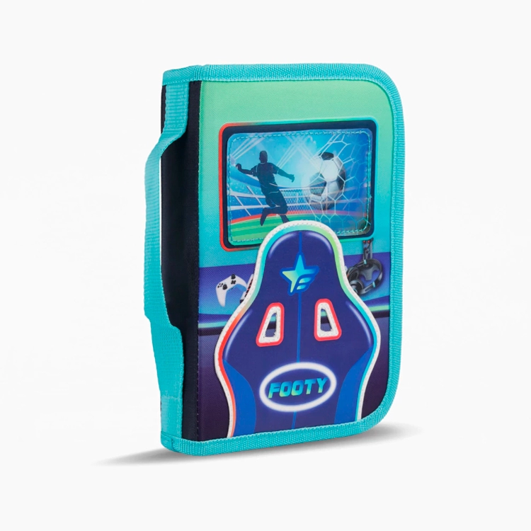 Cartuchera Escolar Footy 2026 Pro Gamer Azul Desplegable 1 Piso Art.F264074